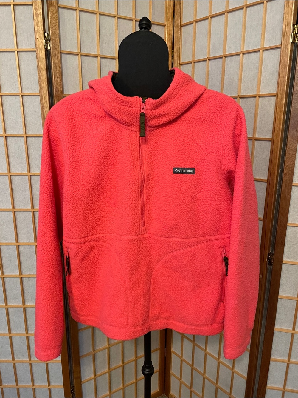 Columbia Coral Pink Half-Zip Fleece Hoodie